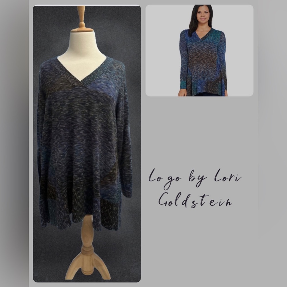 Logo by Lori Goldstein Ombre Long Sleeve Tunic Sweater
